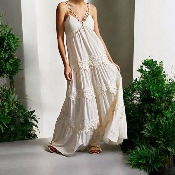 NWT Sachin & Babi Pippa Ivory Lace Tiered Maxi Dress Size 8 Ethereal Fairycore - Picture 3 of 15